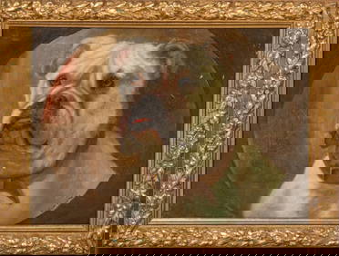 PORTRAIT OF "CAESAR" AND ENGLISH BULLDOG OIL PAINTING (1 of 10)