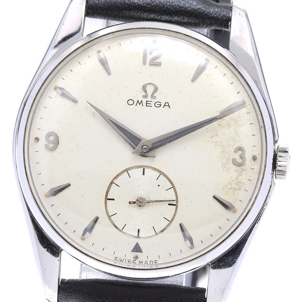 OMEGA VINTAGE SMALL SECOND HAND WINDING MEN'S WATCH: OMEGA Vintage Small Second Hand Winding Men's Watch Brand: OMEGA Type: Wristwatch Material: Case Material Stainless Steel, Band Material leather Color: Band Color black, Case Color Silver, Dial Col