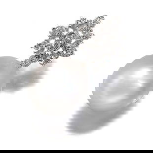SOUTH SEA PEARL DIAMOND MILGRAIN PENDANT: South Sea Pearl Diamond Milgrain Pendant Brand: Unbranded Type: Pendant Material: 18K / 750 / White Gold Color: None Size: Total length of the pendant including the bail: 28.4mm Bail inner diamete