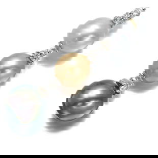 BLACK&GOLDEN SOUTH SEA PEARL DIAMOND PENDANT: Black&Golden South Sea Pearl Diamond Pendant Brand: Unbranded Type: Pendant Material: 18K / 750 / White Gold Color: None Size: Full length of total design: 49.3mm Bail inner diameter: 5.0 x 2.8mm