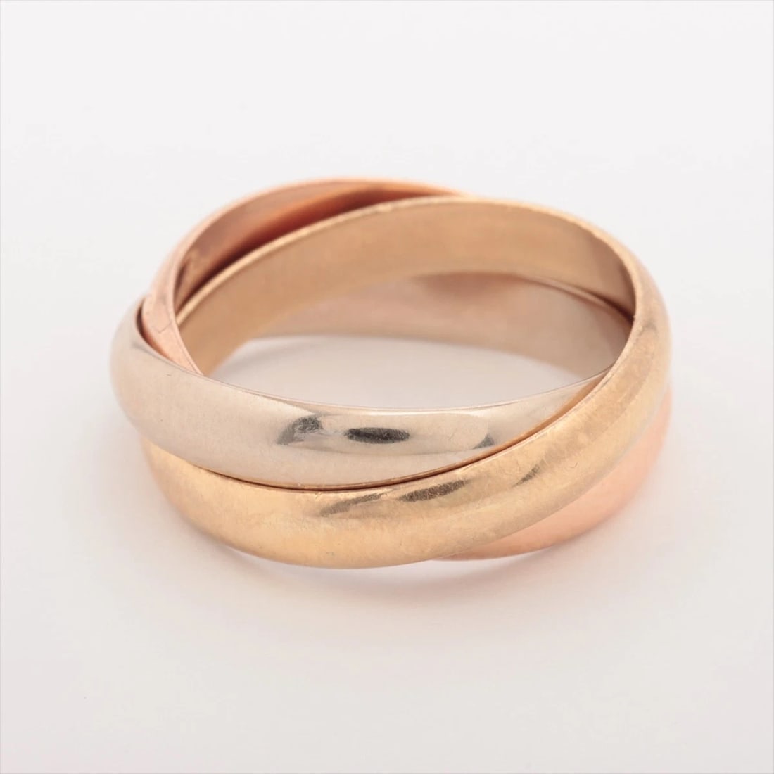 CARTIER TRINITY RING 750: Cartier Trinity Ring 750 Brand: Type: Ring Material: 750(YG×PG×WG) Color: Gold Size: 6 - 6.25 US Accessories: None Accessories Notice: When purchasing pre-owned goods, please refer to the