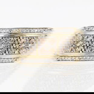 LIGHT BROWN DIAMOND THREE-CLUSTER STATEMENT RING: Light Brown Diamond Three-Cluster Statement Ring Brand: Unbranded Type: Ring Material: Yellow Gold Color: None Size: 10 US Accessories: None Accessories Notice: When purchasing pre-owned g