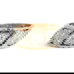 VINTAGE 1940'S TWO-TONE DIAMOND ETERNITY RING: Vintage 1940's Two-Tone Diamond Eternity Ring Brand: Estate Type: Ring Material: Gold, Diamond, Palladium Color: Gold Size: 8.25 US Accessories: None Accessories Notice: When purchasing pr