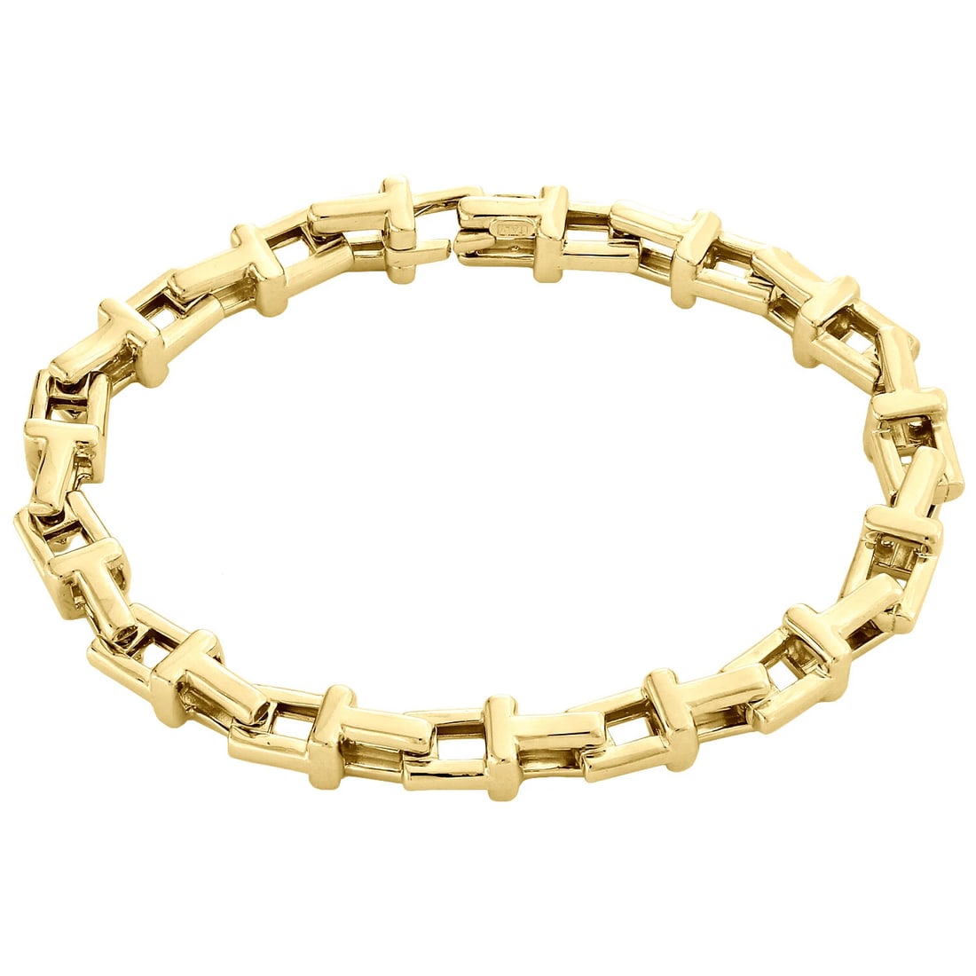 10K YELLOW GOLD FANCY LINK ITALY MADE DESIGN T INITIAL UNISEX BRACELET: 10K Yellow Gold Fancy Link Italy Made Design T Initial Unisex Bracelet Brand: JFL Diamonds & Timepieces Type: Bracelet Material: Metal Type:Yellow GoldMetal Purity:10k Color: none Size: Length:8"W