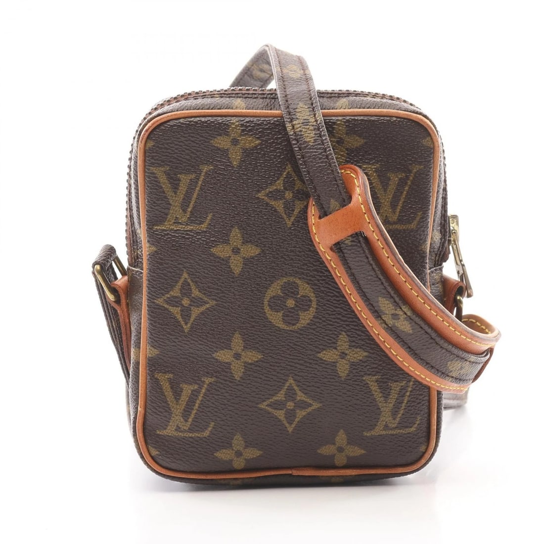 LOUIS VUITTON MINI DANUBE SHOULDER BAG: LOUIS VUITTON Mini Danube Shoulder Bag Brand: LOUIS VUITTON Type: Shoulder Bag Material: Monogram × PVC coated canvas × leather Color: Brown??ish colors Size: H:14cm x W:11cm x D:4cm (H:5.5" x W:4.3