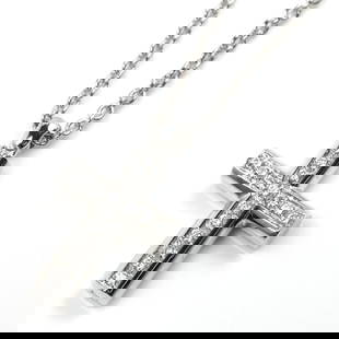 BVLGARI K18WG WHITE GOLD LATIN CROSS NECKLACE: Bvlgari K18WG White Gold Latin Cross Necklace Brand: Bvlgari Type: Necklace Material: White gold (18K) Color: None Size: Neck Circumference 44 cm / 17.32'' Pendant Size 20.1mm x 14.1mm / 0.79'' x