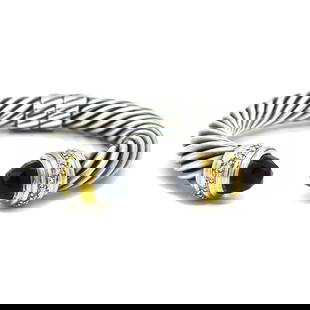 DAVID YURMAN DIAMOND GOLD CUFF BRACELET 18K STERLING SILVER SMOKY TOPAZ: David Yurman Diamond Gold Cuff Bracelet 18k Sterling Silver Smoky Topaz Brand: David Yurman Type: Bracelet Material: 18k yellow gold and sterling silver Color: silver and yellow Size: Measurements