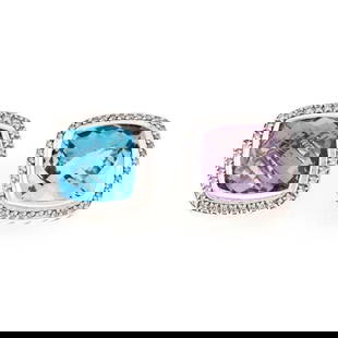 DAVID YURMAN ALBION HUGGIE EARRINGS DIAMOND & GEMS: David Yurman Albion Huggie Earrings Diamond & Gems Brand: David Yurman  Type: Earrings  Material: 925 sterling silver  Color: White  Size: Measurements: 0.77" long x 0.77" wide x 0.36" high Gemstone: