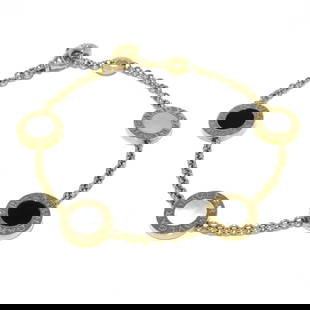 BVLGARI 18K ROSE GOLD ONYX SHELL BRACELET: BVLGARI 18K Rose Gold Onyx Shell Bracelet Brand: BVLGARI Type: Bracelet Material: 18K Rose Gold, Onyx, Shell Color: 18K Rose Gold, Onyx, Shell Size: [ Measurements ] Wrist Around : 5.91 inch (15 c