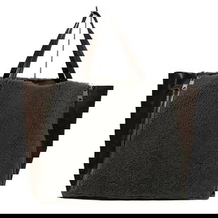 CELINE HORIZONTAL CABAS GAZETTE GRAY DARK BROWN MOUTON LEATHER TOTE BAG: CELINE Horizontal Cabas Gazette Gray Dark Brown Mouton Leather Tote Bag Brand: CELINE Type: Tote Bag Material: Mouton, Leather Color: Gray, Dark Brown Size: Height : 12.6 inch (32 cm) Width : 14.9