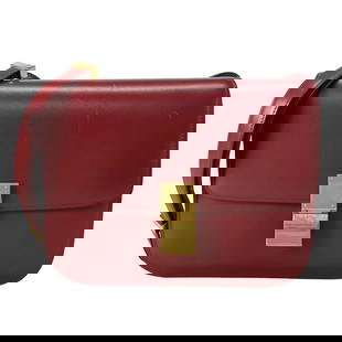 CELINE CLASSIC BOX RED LEATHER SHOULDER BAG: CELINE Classic Box Red Leather Shoulder Bag Brand: CELINE Type: Shoulder Bag Material: Leather Color: Red Size: Height : 7.28 inch (18.5 cm) Width : 9.06 inch (23 cm) Depth : 2.17 inch (5.5 cm) Sh