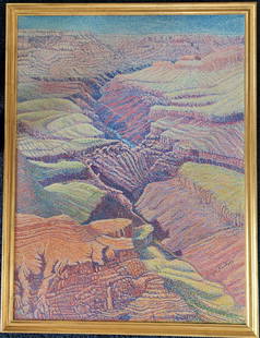 GRAND CANYON – A BIRGER SANDZÉN MASTERPIECE PAINTING: Year: 20th century Size: Measures 48 x 36 inches (framed dimensions: 51 1/3 x 39 1/3 inches) Medium: Oil on Canvas Description: This exceptional oil on canvas by Birger Sandzen measures 48 x 36
