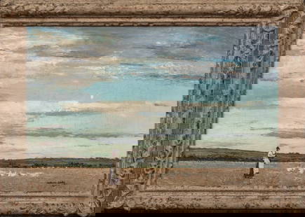 "GOOSE GIRL" OIL PAINTING: Year: 19th century Size: 21" x 15.5" Medium: Oil Description: The 19th-century oil painting "Goose Girl" depicts a rural landscape and was created by William Page Atkinson Wells. Superb specimen of th