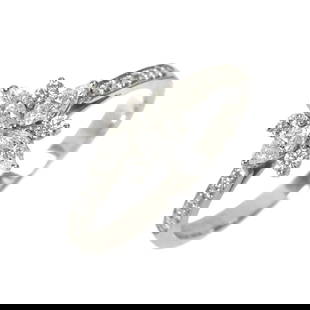 TIFFANY CO. DIAMOND FLOWER RING PLATINUM: TIFFANY Co. Diamond Flower Ring Platinum Brand: TIFFANY Co.  Type: Ring  Material: Platinum  Color: Platinum  Size: 4.75-5 US  Accessories: None Accessories Notice: When purchasing pre-owned go