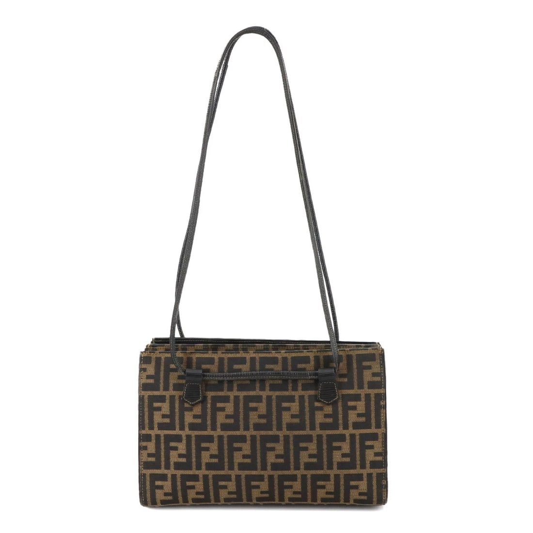 FENDI ZUCCA TOTE SHOULDER BAG CANVAS LEATHER: FENDI Zucca Tote Shoulder Bag Canvas Leather Brand: FENDI Type: Tote Bag / Shoulder Bag Material: Canvas , Leather Color: Brown , Black Size: W 12.20 inch, H 7.87 inch, D 5.12 inch Shoulder 19.3inch t