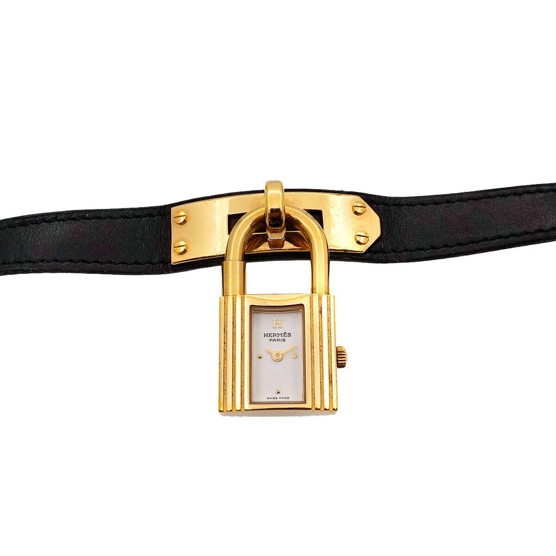 HERMES KELLY WATCH QUARTZ WHITE DIAL LEATHER LADIES WATCH: HERMES KELLY Watch Quartz White Dial Leather Ladies Watch Brand: HERMES Type: Wristwatch Material: Stainless steel/YGP,Leather Color: none Size: Case Size Length 38mm Width 20mm(not included crown