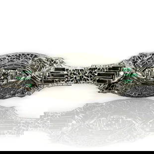 ANTIQUE ART DECO ERA FILIGREE BRACELET DIAMONDS: Antique Art Deco Era Filigree Bracelet Diamonds Brand: Unbranded  Type: Bracelet  Material: Metal  Color: White  Clarity: Diamond Clarity - VVS1 - VVS2  Size: Length - 7" Width - 11.6mm  Access