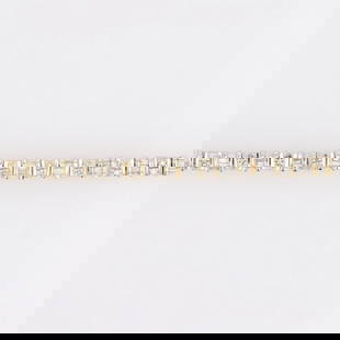 ROUND AND BAGUETTE CUT DIAMOND TENNIS BRACELET 14K: Round and Baguette Cut Diamond Tennis Bracelet 14k Brand: Unbranded  Type: Bracelet  Material: Metal Yellow Gold  Color: Diamond Color Grade: I - K  Clarity: Diamond Clarity Grade: SI2 - I2  Size: Bra