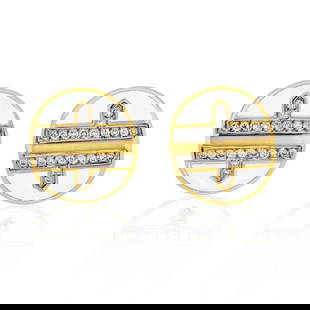 DAVID WEBB PLATINUM & 18K YELLOW GOLD WHITE EARRINGS: David Webb Platinum & 18K Yellow Gold White Earrings Metal Type: Platinum & 18K Yellow Gold  Condition: Excellent  Size: None  Description: David Webb Platinum & 18K Yellow Gold White Enamel Round Cut