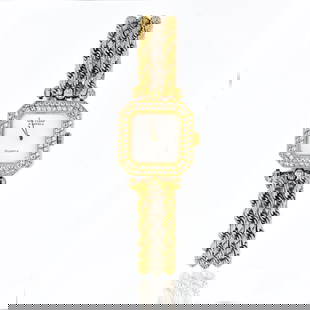 VAN CLEEF & ARPELS 18K TWO TONE SQUARE CASE WATCH: Van Cleef & Arpels 18K Two Tone Square Case Watch Metal Type: 18K Two Tone Condition: Excellent Size: Measurements: Bracelet: 6.5 inches Description: Ladies Vintage 18 Karat Van Cleef & Arpels Watc