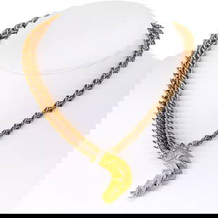 HERMES 18K YELLOW GOLD LENFANT DIAMOND NECKLACE: Hermes 18K Yellow Gold Lenfant Diamond Necklace Metal Type: 18K Yellow Gold  Condition: Excellent  Size: Measurements: 14.5 inches  Description: Vintage Hermes Georges L'Enfant Equestrian 18k Gold Dia
