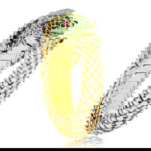 DAVID WEBB PLATINUM & 18K YELLOW GOLD KOI FISH WHITE ENAMEL BRACELET: David Webb Platinum & 18K Yellow Gold Koi Fish White Enamel Bracelet Metal Type: Platinum & 18K Yellow Gold  Condition: None  Size: None  Description: David Webb Platinum & 18K Yellow Gold Koi Fish Wh