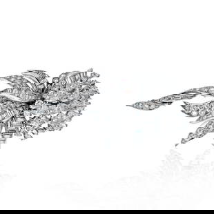 DAVID WEBB PLATINUM DIAMOND FLORAL BROOCH: David Webb Platinum Diamond Floral Brooch Metal Type: Platinum  Condition: Excellent  Size: Measurements: Length: 7cm  Description: Beautiful diamond brooch by David Webb crafted in Platinum, set with