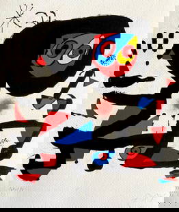 AFTER JOAN MIRÒ LITHOGRAPH SIGNED OP NUMBERED LIMITED STAMP: Joan Mirò Lithograph Signed Op Numbered Limited Stamp Brand: Unbranded  Size: 32 x 36 cm  Description: Composition for UNESCO Chromolithography printed in 1984 in 180 specimens by Atlantis Verlag, Fr