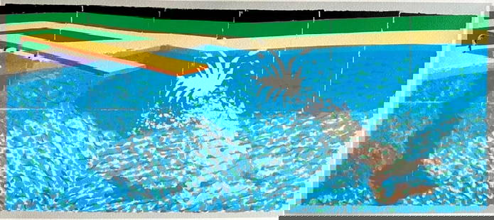AFTER DAVID HOCKNEY LITHOGRAPH ORIGINAL SIGNED: David Hockney Lithograph Original Signed Brand: Unbranded Size: 30 x 60 cm Description: The Diver (Paper Pool) Chromolithograph printed in 1997 in 180 copies by Atlantis Verlag, Freiburg 30 x 60 cm