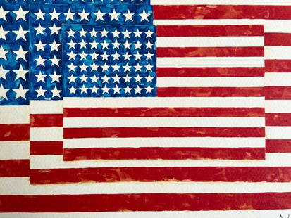 JASPER JOHNS LITHOGRAPH NUMBERED CRAYON SIGNED: Jasper Johns Lithograph Numbered Crayon Signed Brand: Unbranded Size: 32x44 cm Description: Three Flags printed in 1978 by The Met Museum 32x44 cm Accessories: None Accessories Notice: When purchas