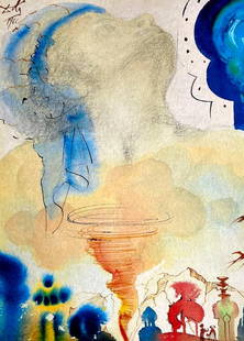AFTER SALVADOR DALÌ LITHOGRAPH ' TORNADO ' SIGNED NUMBERED IN PENCIL: Salvador Dalì Lithograph ' Tornado ' Signed Numbered In Pencil Brand: Unbranded  Size: 30 x 40 cm  Description: Tornado Lithograph of an original work by Salvador Dalì, printed in 1986 30 x 40 cm  A