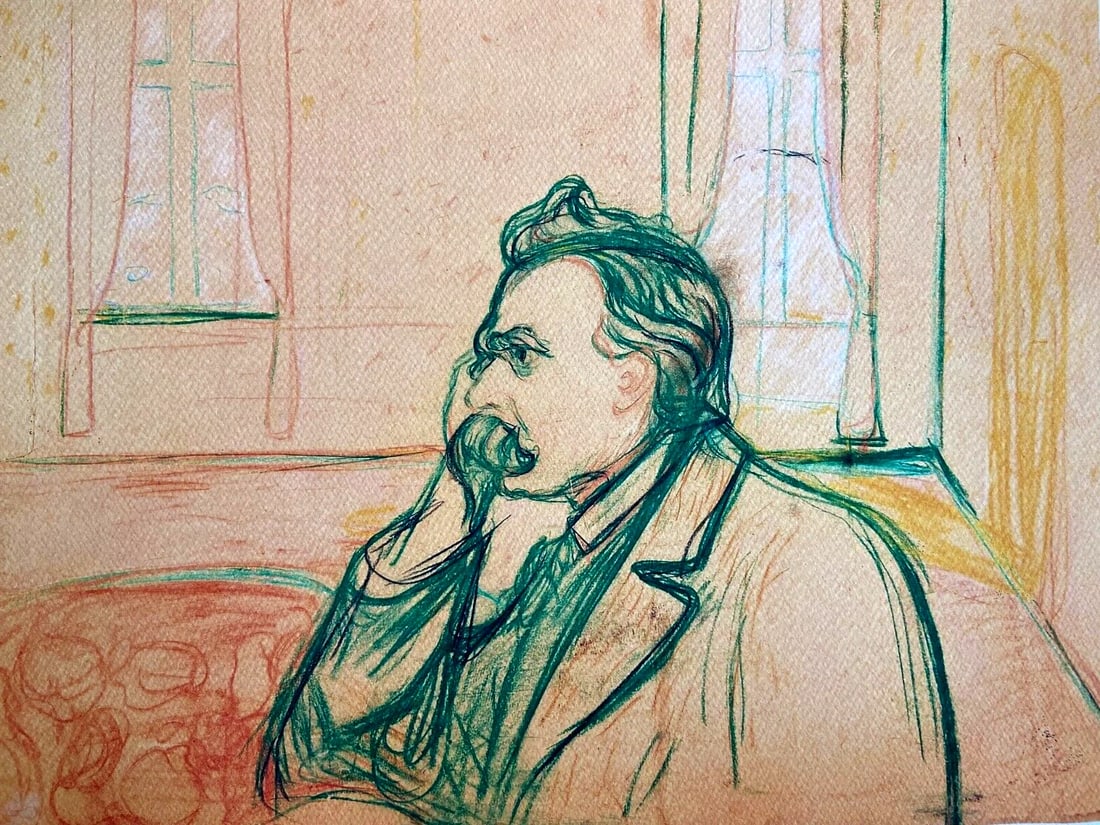 AFTER EDVARD MUNCH "FRIEDRICH NIETZSCHE" ORIGINAL SIGNED: Edvard Munch "Friedrich Nietzsche" Original Signed Brand: Unbranded Size: 32 x 42 cm Description: Friedrich Nietzsche Chromolithograph printed in 1978 in 180 copies from Atlantis Verlag, Freiburg 32