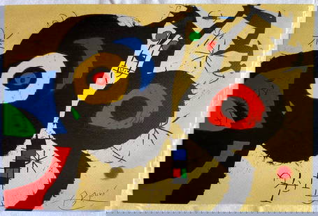 AFTER JOAN MIRÒ LITHOGRAPH MAEGHT - SIGNED OP - HAND NUMBERED: Joan Mirò Lithograph Maeght - Signed Op - Hand Numbered Brand: Unbranded  Size: 30x45 cm  Description: The two friends Lithograph of Après from a work of 1969 and printed in 1978 by the Maeght galle