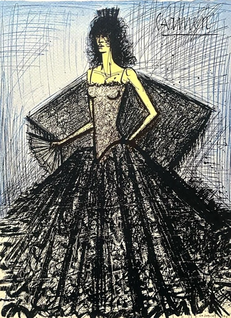 AFTER BERNARD BUFFET LITHOGRAPH CERTIFIED SIGNED OP NUMBERED: Bernard Buffet Lithograph Certified Signed Op Numbered Brand: Unbranded Size: 32 x 43 cm Description: Carmen Chromolithography printed in 1986 in 180 specimens by Atlantis Verlag, Freiburg 32 x 43 c