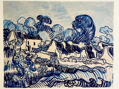 AFTER VINCENT VAN GOGH MUSEUM LITHOGRAPH ORIGINAL SIGNED: Vincent Van Gogh Museum Lithograph Original Signed Brand: Unbranded  Size: 33 x 40 cm  Description: Landscape with houses Lithograph of an original work of 1890 by Maestro Vincent Van Gogh, printed in