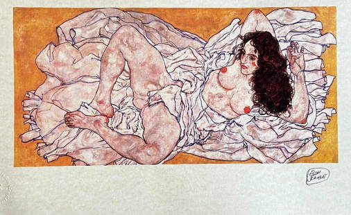 AFTER EGON SCHIELE LITHOGRAPH SIGNED OP CERTIFIED LIMITED NUMBERED: Egon Schiele Lithograph Signed Op Certified Limited Numbered Brand: Unbranded  Size: 27x45 cm  Description: Woman looking " Lithograph printed by the French publishers gathered in 1979. I sign Egon Sc