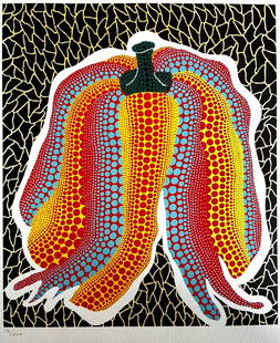 AFTER YAYOI KUSAMA LITHOGRAPH MORI ART MUSEUM: Yayoi Kusama Lithograph Mori Art Museum Brand: Unbranded  Size: 32 x 39 cm  Description: Pumpkin The lithograph was printed in 2011 by the Mori Art Museum in 200 hand-numbered copies. The work measure