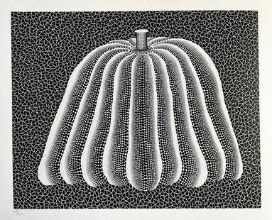 AFTER YAYOI KUSAMA LITHOGRAPH -MORI MUSEUM- ORIGINAL LIMITED EDITION: Yayoi Kusama Lithograph -Mori Museum- Original Limited Edition Brand: Unbranded  Size: 32 x 40 cm  Description: Pumpkin The Lithograph was printed in 2011 by the Mori Art Museum in 200 numbered copies