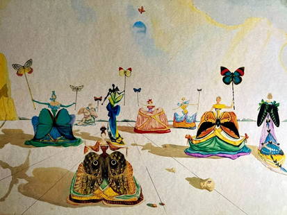 AFTER SALVADOR DALÌ LITHOGRAPH ORIGINAL SIGNED OP NUMBERED BY HAND: Salvador Dalì Lithograph Original Signed Op Numbered By Hand Brand: Unbranded  Size: 33 x 41 cm  Description: Women with butterflies Lithograph of an original work by Salvador Dalì, printed in 1986