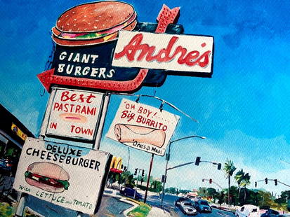 AFTER BOB DYLAN LITHOGRAPHIE ORIGINAL SIGNÉ OP NUMÉROTÉ: Bob Dylan Lithographie Original Signé op Numéroté Brand: - Sans marque/Générique - Size: 31 x 34 cm Description: Brundage Lane, Burger House" 'Rétrospectrum' Exposition itinérante, Tulsa, Sha