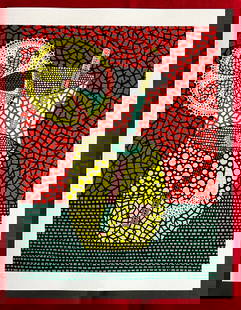AFTER YAYOI KUSAMA LITHOGRAPH ORIGINAL NUMBERED: Yayoi Kusama Lithograph Original Numbered Brand: Unbranded  Size: 32 x 41 cm  Description: Lemon Squash The Lithograph was printed in 2011 by the Mori Art Museum in 200 hand-numbered copies. The work