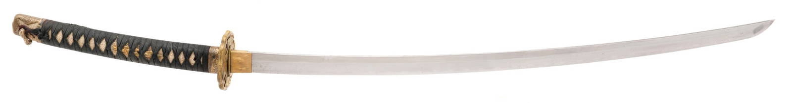 JAPANESE ITO MAKI NO TACHI (SW1856): Japanese Ito Maki No Tachi (SW1856) Description: 27&rdquo; blade with a midare Hamon. This is a Shin Shinto sword signed Nobu Masa  Size: 27&rdquo; blade  Accessories: None Accessories Notice: When pu