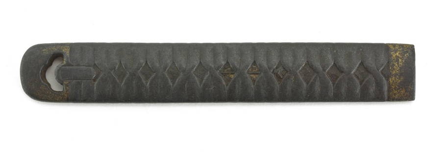 IRON KODZUKA (MGJ740): Iron Kodzuka (MGJ740) Description: Iron Kodzuka. Iron Kodzuka in the form of a sword handle with Fuchi, Kashira and Menuki and Tsuka Maki. Very unusual and rare. Unsigned. Cannot recall having ever se