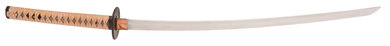 JAPANESE KATANA (SW1857): Japanese Katana (SW1857) Description: 25.5 blade in full polish with a sugaha hamon. This sword is in very fine mounts and has shakado Nanako fuchi and kashira.  Size: 25.5 blade  Accessories: None Ac