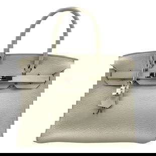 HERMES BIRKIN HANDBAG: HERMES Birkin Handbag Brand: HERMES  Type: Handbag  Material: Exterior Material Taurillon Clemence  Color: Exterior Color Griper xSilverHardware  Size: Size(Inch) W11.8 x H9.1x D5.9inch  Accessories: