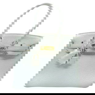 HERMES BIRKIN 20 HANDBAG: HERMES Birkin 20 Handbag Brand: HERMES  Type: Handbag  Material: Exterior Material Taurillon Clemence  Color: Exterior Color White/Orange GDHardware  Size: Size(Inch) W7.9 x H5.9x D3.9inch  Accessorie