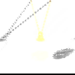 NATURAL DIAMOND SHAKER BALL PENDANT: Natural Diamond Shaker Ball Pendant Brand: Unbranded  Type: Necklace  Material: 14k yellow gold chain and gold filled cap  Color: Yellow  Size: Chain: 16" long Pendant: 0.85" long w/bail x16mm  Access