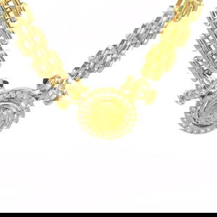 DIAMOND SAPPHIRE COIN PENDANT NECKLACE: Diamond Sapphire Coin Pendant Necklace Brand: Unbranded  Type: Necklace  Material: 18k yellow gold  Color: Yellow  Size: Measurement: 17" long w/pendant x 10mm wide Pendant: 1.60" long x 0.90" wide x