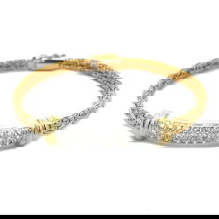 ROBERTO COIN DIAMOND BRACELET 18K GOLD BRACELET: Roberto Coin Diamond Bracelet 18k Gold Bracelet Brand: Roberto Coin  Type: Bracelet  Material: 18k yellow and white gold  Color: Yellow and White  Size: Measurement: 7.5" long x 5mm wide x 3mm high Ba