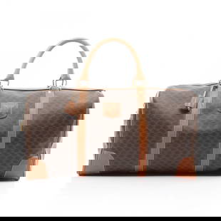 CELINE MACADAM BOSTON HAND BAG PVC COATED CANVAS LEATHER: CELINE Macadam Boston Hand bag PVC coated canvas leather Brand: CELINE  Type: Boston bag  Material: Exterior Material PVC coated canvas  Color: Exterior Color Brown  Size: H:24cm x W:44.5cm (H:9.4" x
